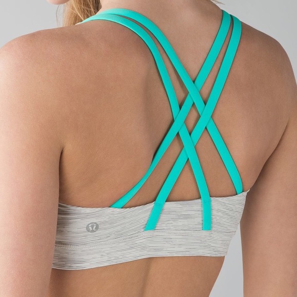 lululemon athletica Other - Energy Bra in turquoise and grey stripe